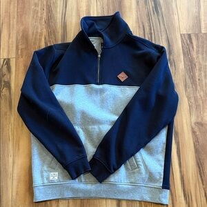 Kimes Ranch Navy and Gray Zip-Up Sweater. Men’s SZ Large
